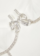 Self-portrait Crystal-embellished bow Midi Dress White