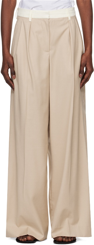 Photo: REMAIN Birger Christensen Beige Two Color Wide Trousers