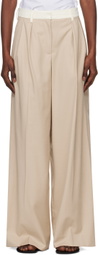 REMAIN Birger Christensen Beige Two Color Wide Trousers