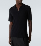 Arch4 Ribbed-knit cashmere polo shirt