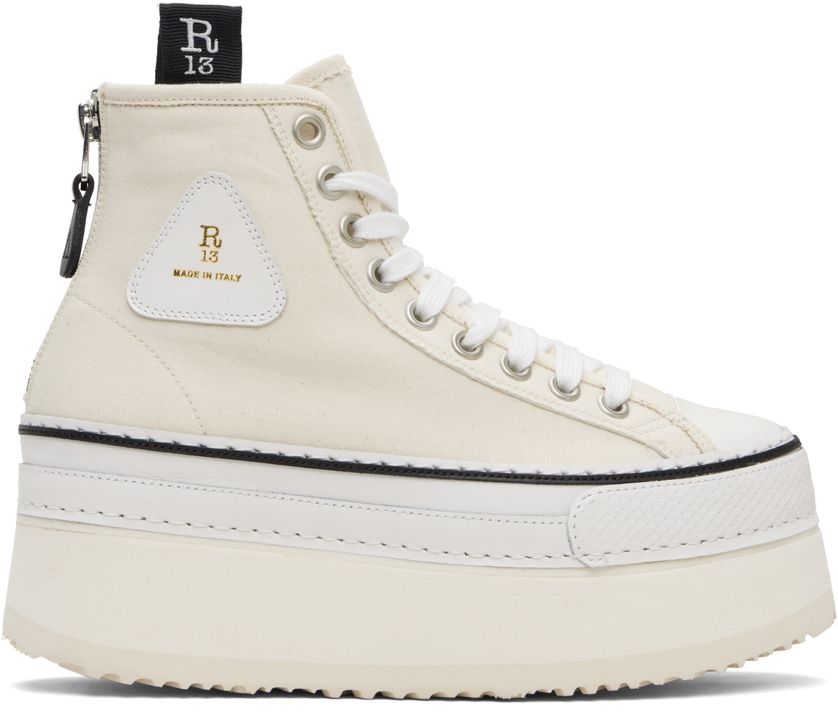 R13 Off-White Courtney Platform High Top Sneakers