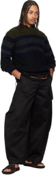 sacai Navy Horizontal Stripe Knit Pullover Sweater