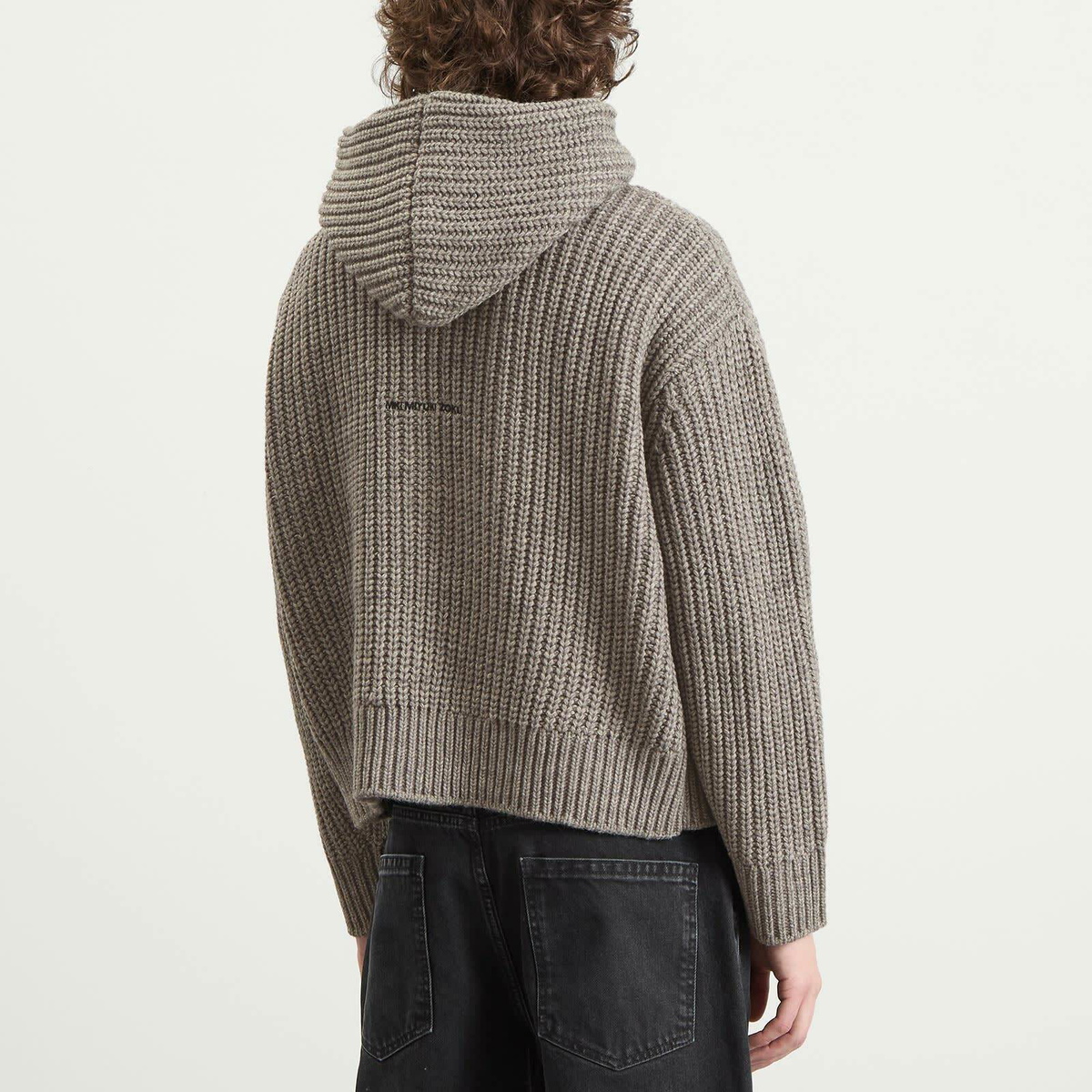 MKI Men's Chunky Rib Knit Hoodie in Grey Melange