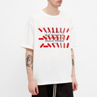 Maison Margiela Men's Tape Logo T-Shirt in Off White/Black/Red