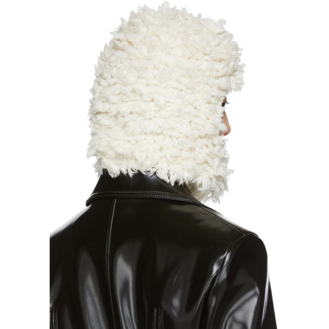 Alanui Off-White Wool Fur Stitches Balaclava