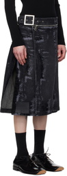 Jean Paul Gaultier Black 'The Flocked' Denim Skirt