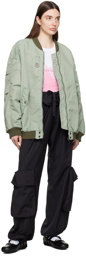 OPEN YY Khaki Oversized Bomber Jacket