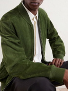 TOM FORD - Perforated Suede Bomber Jacket - Green