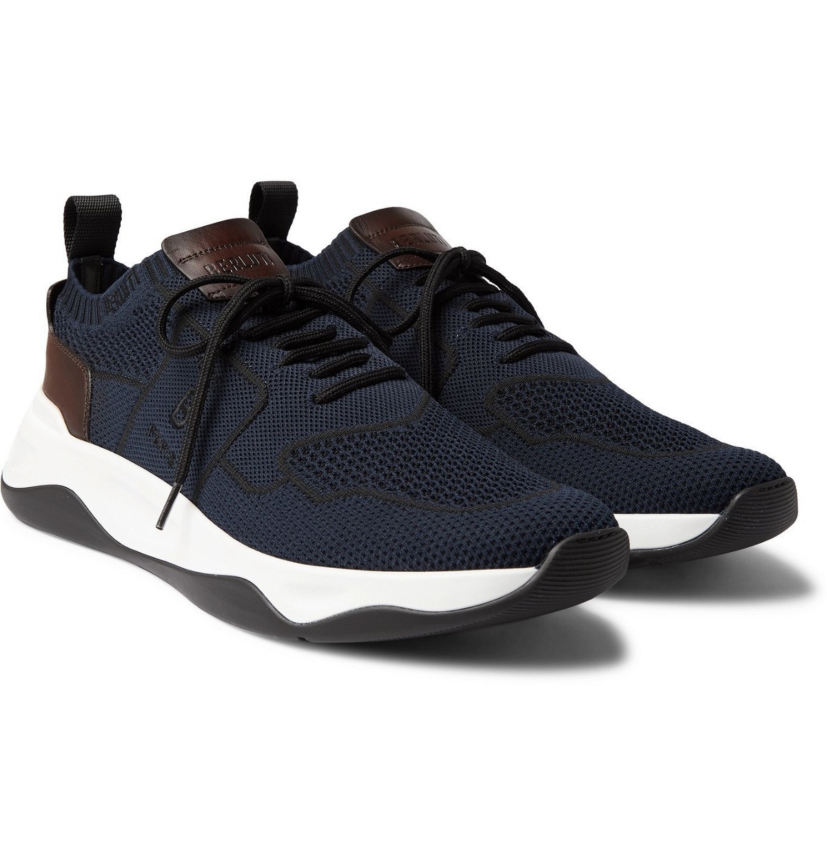Photo: Berluti - Shadow Leather-Trimmed Mesh Sneakers - Blue