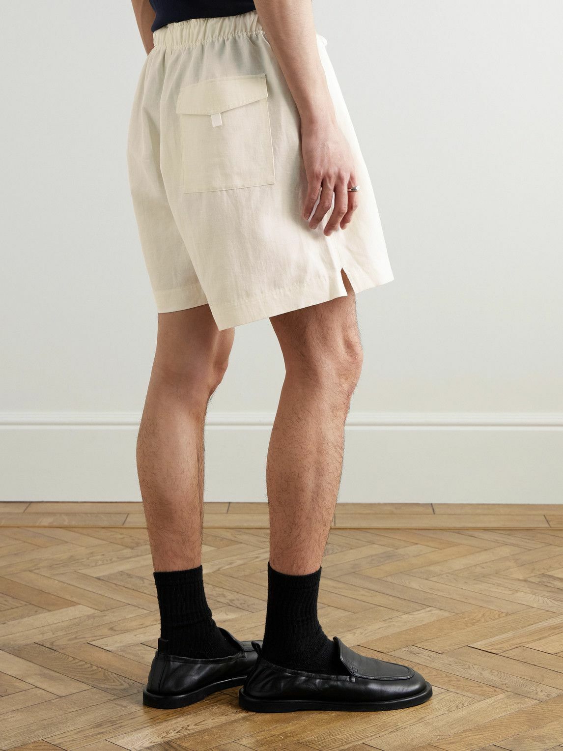 Studio Nicholson - Starboard Wide-Leg Linen and Wool-Blend Drawstring Shorts - Neutrals