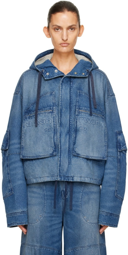 Photo: Alexander Wang Blue Cropped Denim Cargo Jacket