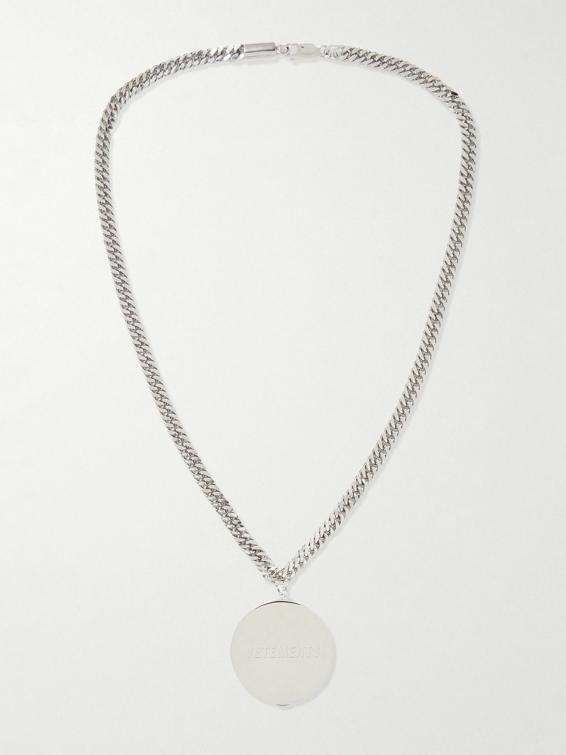 VETEMENTS - Grinder Logo-Engraved Silver-Tone Pendant Necklace