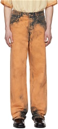 Dries Van Noten Orange Bleached Jeans