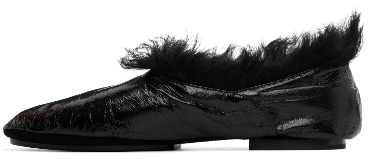 Jil Sander Black Deerskin Slippers