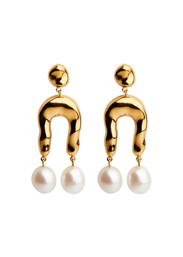 Photo: Agmes Imogene Small Gold Vermeil Drop Earrings - One Size