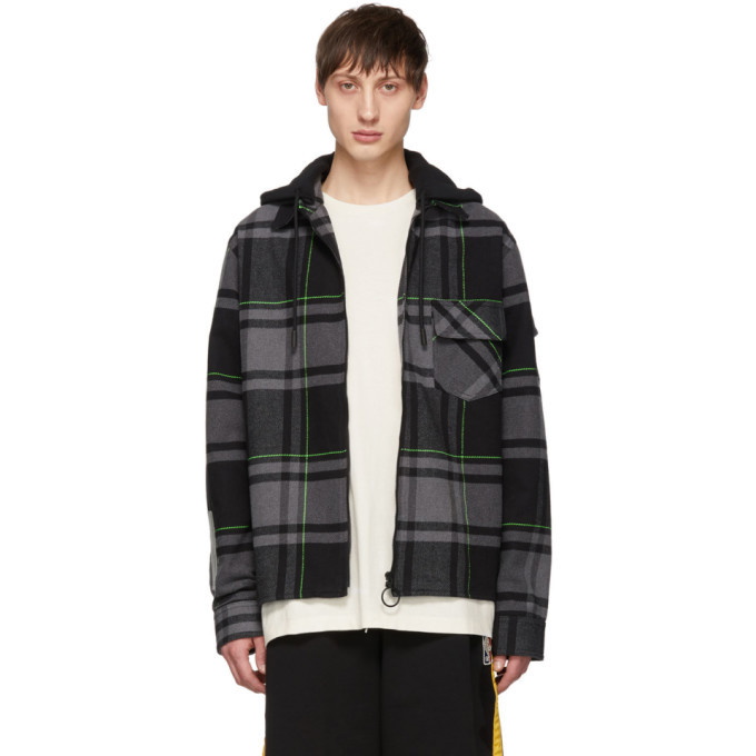 venlige Styre Tilsyneladende Off-White Grey Check Bubble Hoodie Shirt Off-White