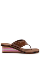 Chloe Swimming Cool 45 Patent Leather Wedges Brown