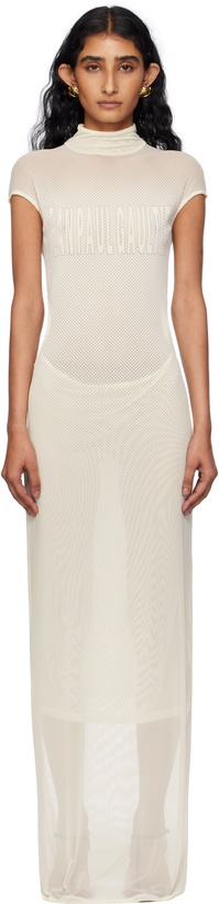 Photo: Jean Paul Gaultier Off-White Sleeveless Flock Maxi Dress