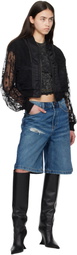 Andersson Bell Black Layered Logo Lace Short Bomber Jacket