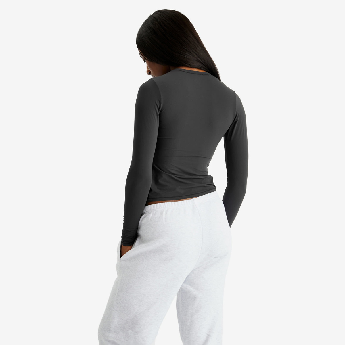 SKIMS Women's Fits Everybody Long Sleeve T-Shirt in Onyx