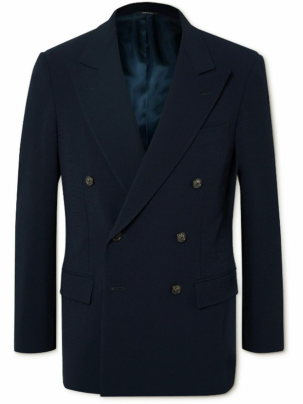 Photo: Loro Piana - Milano Double-Breasted Wool-Twill Suit Jacket - Blue