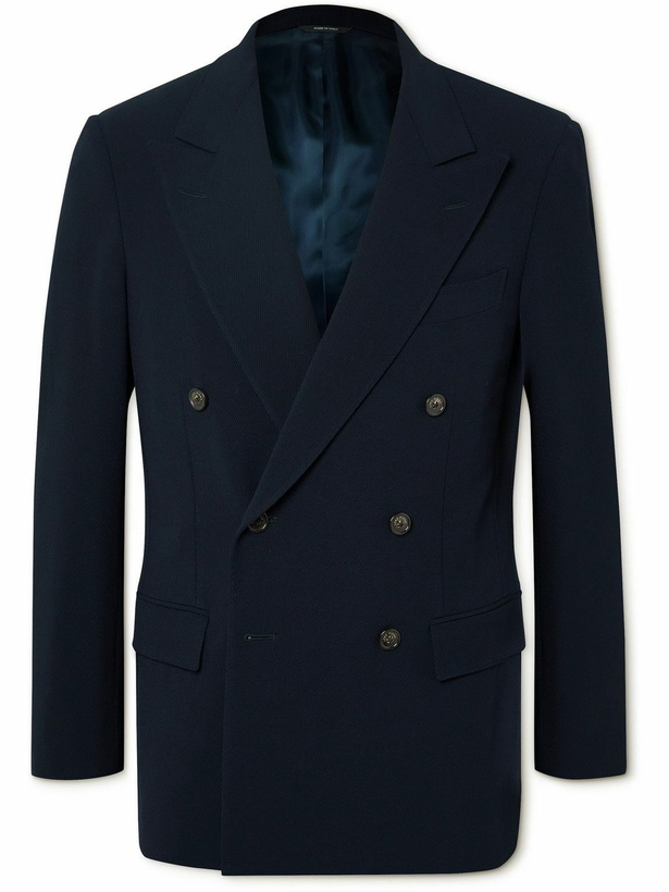 Photo: Loro Piana - Milano Double-Breasted Wool-Twill Suit Jacket - Blue