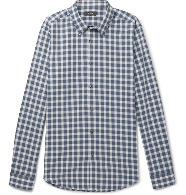 Photo: Theory - Irving Checked Cotton Shirt - Blue
