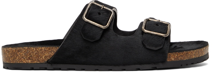 Photo: Saint Laurent Black Pony Jimmy Sandals