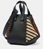 Loewe Hammock Small leather-trimmed raffia tote bag