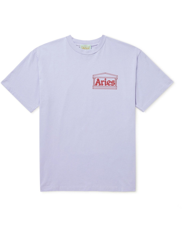 Photo: Aries - Logo-Print Cotton-Jersey T-Shirt - Purple