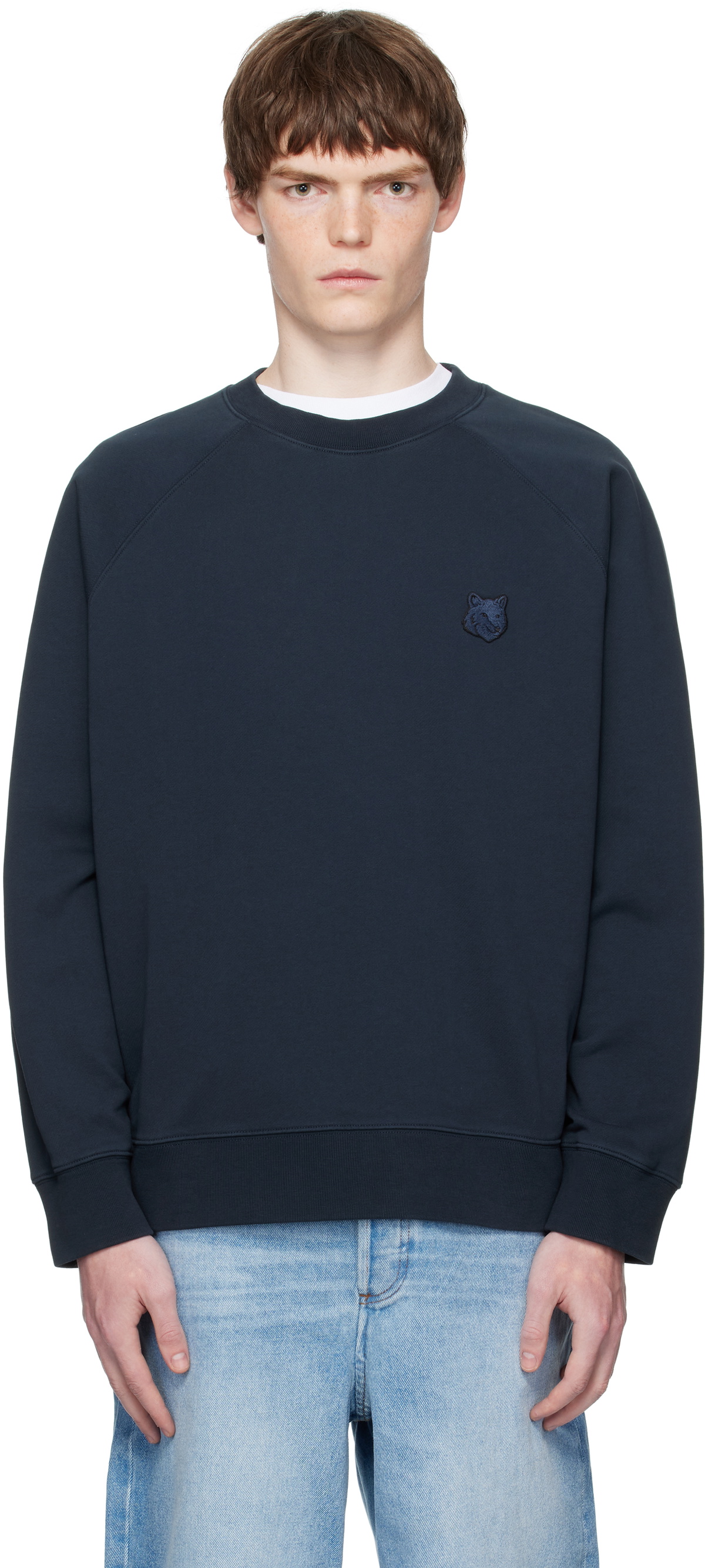 Maison Kitsuné Men's College Fox Printed Comfort Crew Sweat