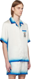Casablanca White & Blue 'Casa Way' Skate Silk Shirt