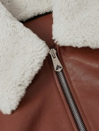 Paul Smith - Shearling-Trimmed Leather Jacket - Brown
