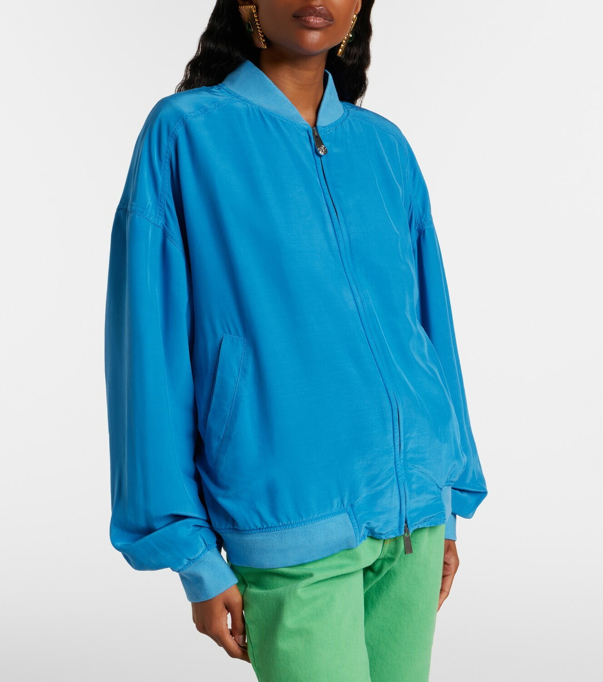 Versace Oversized silk poplin blouson jacket