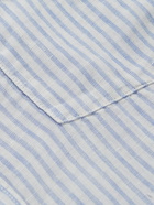 120% - Slim-Fit Striped Linen Shirt - Blue