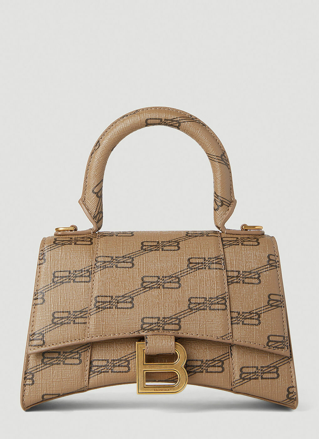 Beige Hourglass S leather bag, Balenciaga