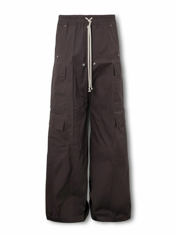 Photo: Rick Owens - Belas Wide-Leg Cotton-Blend Poplin Drawstring Cargo Trousers - Gray