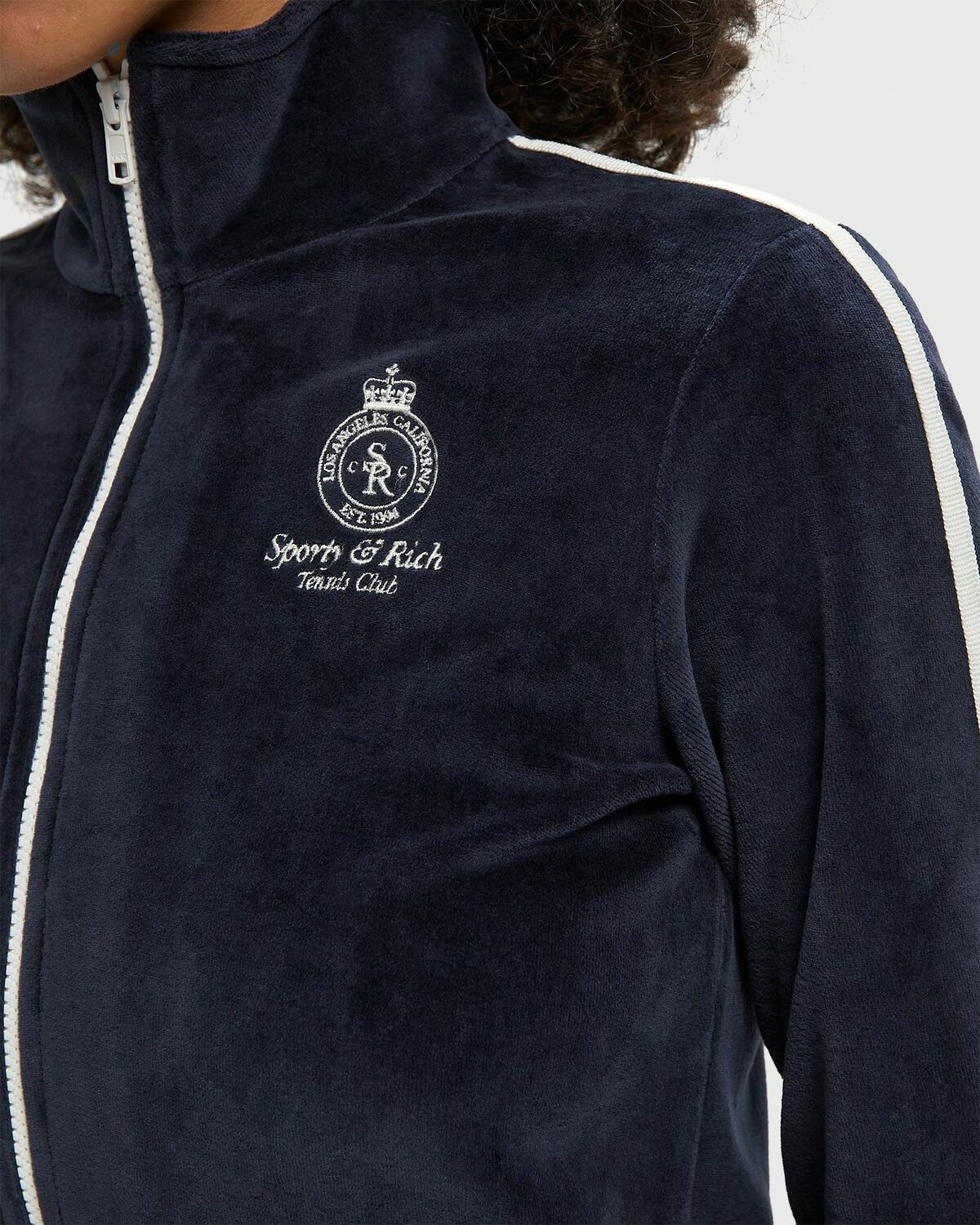 Sporty & Rich Crown Tennis Elio Velour Track Jacket Blue Women