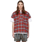 Fear of God Red Plaid Flannel Cap Sleeve Shirt