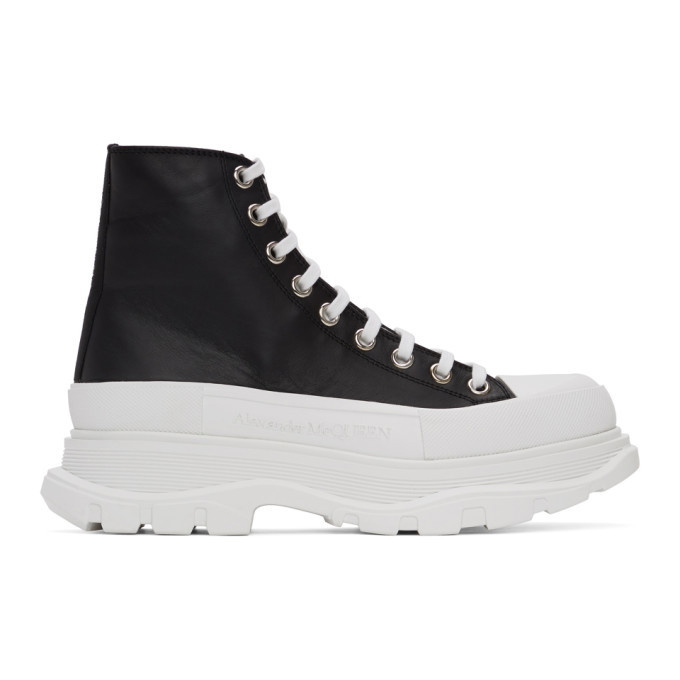 Photo: Alexander McQueen Black and White Leather Tread Slick Boots