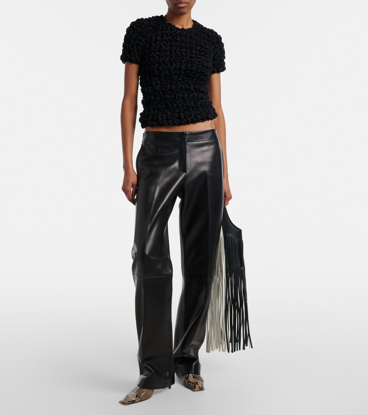 Khaite Livia Small fringed leather tote bag