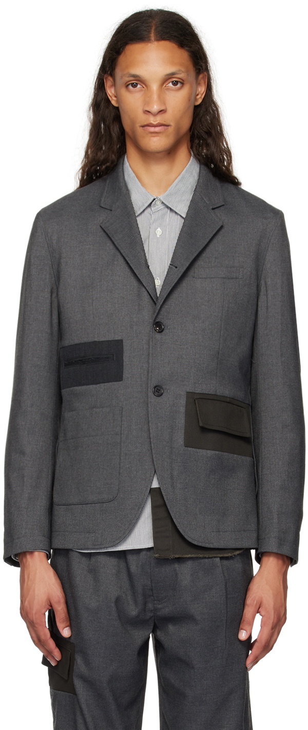 UNDERCOVER Gray Paneled Blazer