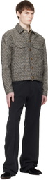 BALMAIN Gray & Black Monogram Jacquard Jacket