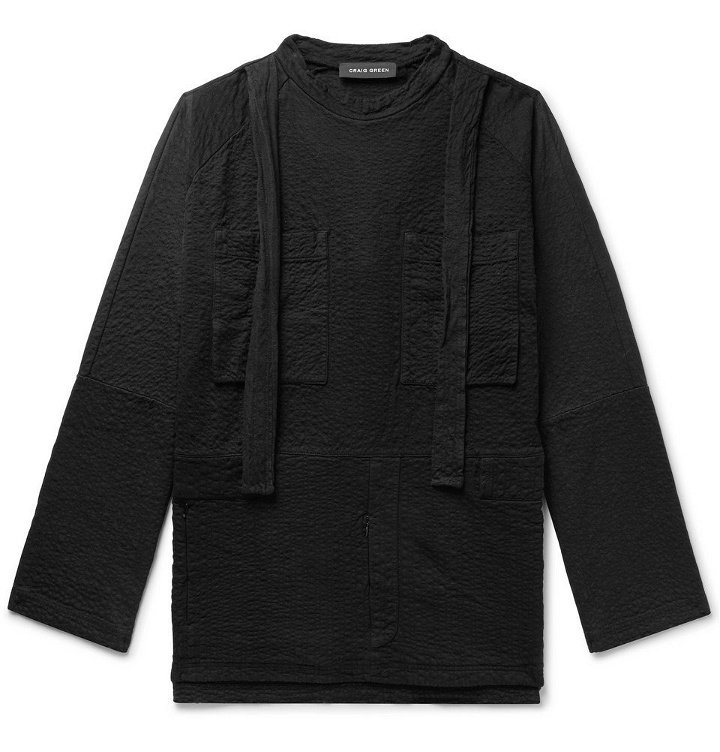 Photo: Craig Green - Oversized Strap-Detailed Textured Cotton-Jersey Sweatshirt - Black