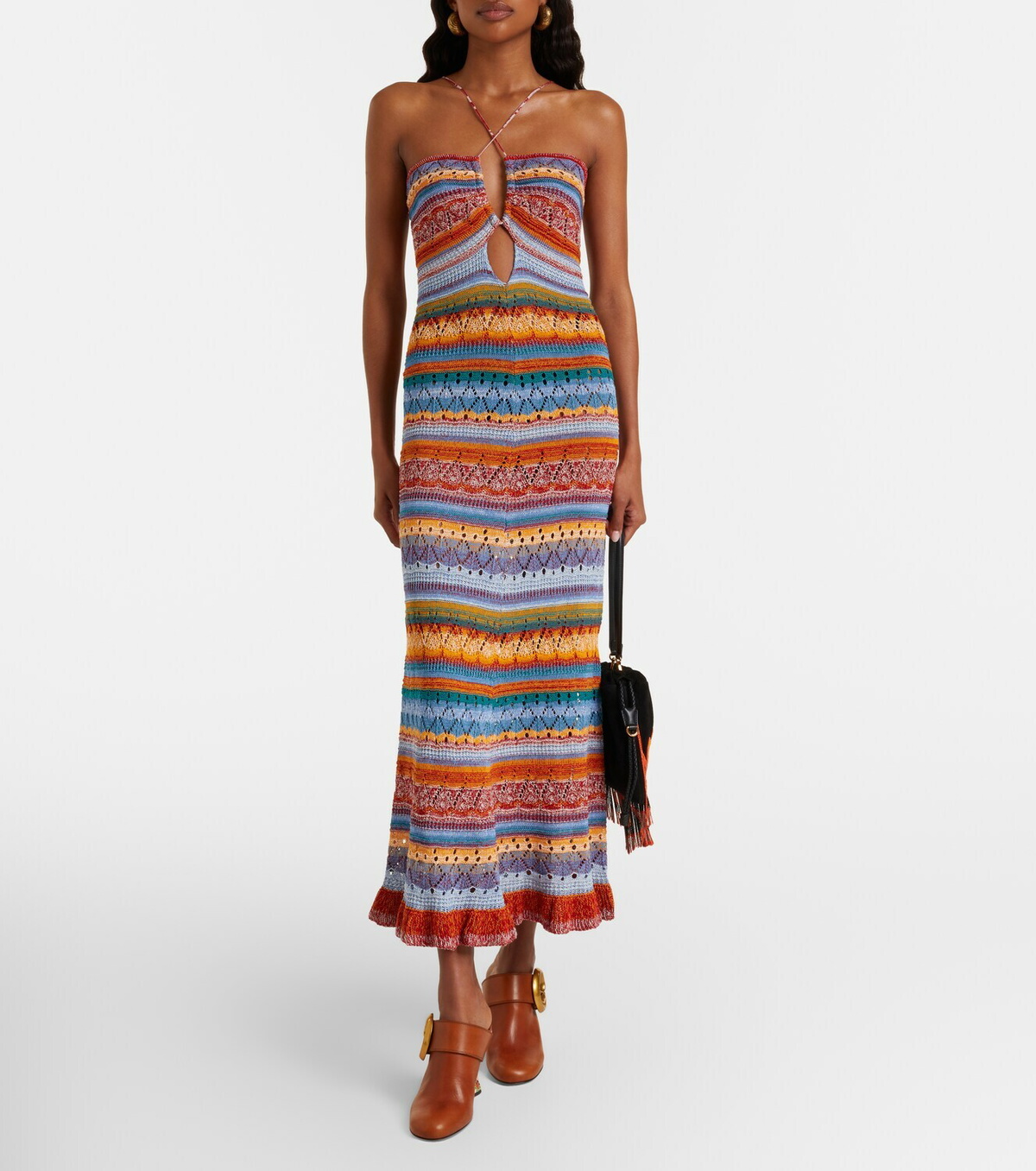 Etro Crochet striped cotton maxi dress