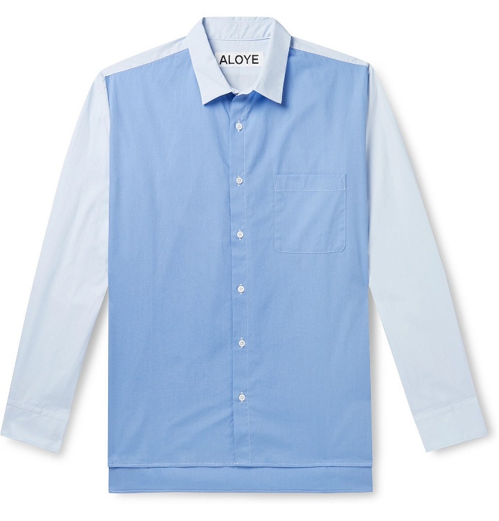 Photo: Aloye - Colour-Blocked Cotton-Poplin Shirt - Blue