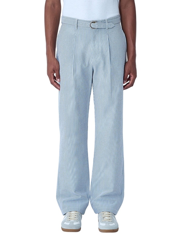 Photo: Noah Seersucker Belted Single-Pleat Pants
