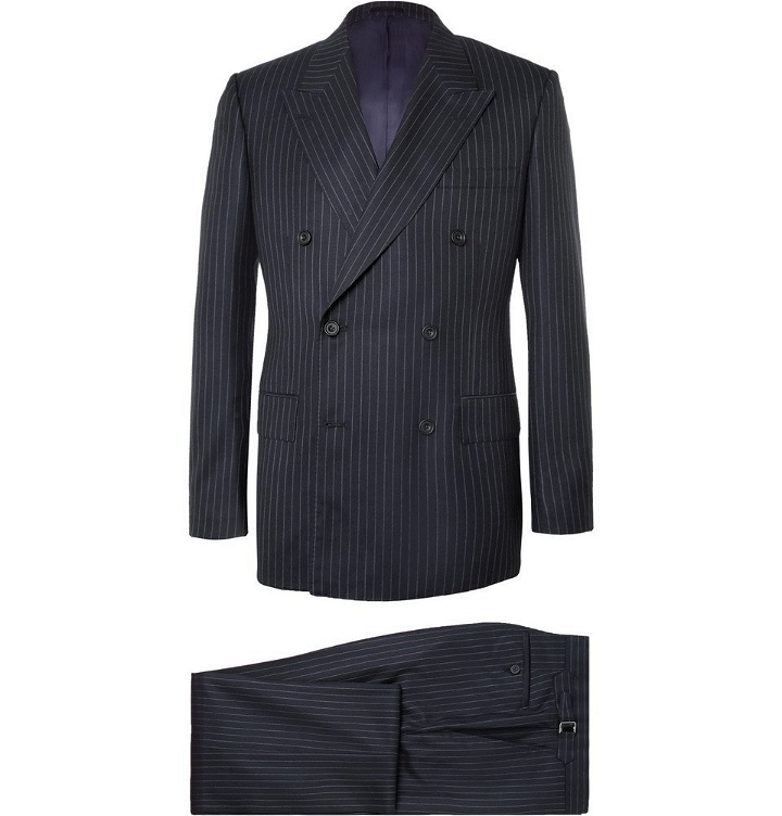 Photo: Kingsman - Harry's Navy Pinstriped Super 120s Wool Suit - Navy