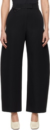 RECTO Black High-Rise Curved Legs Wool Trousers