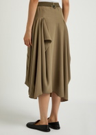 High Aubrey Draped Stretch-jersey Midi Skirt Dark Green